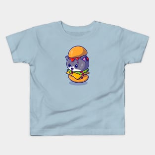 Cute Cat Burger Cartoon Kids T-Shirt